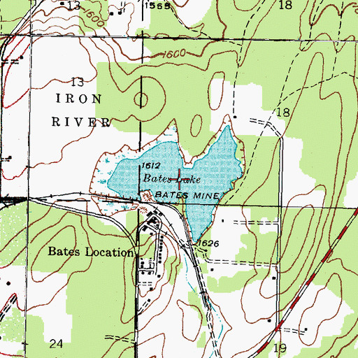 Topographic Map of Bates Lake, MI
