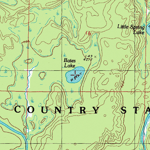 Topographic Map of Bates Lake, MI