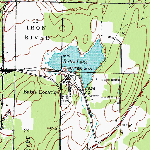 Topographic Map of Bates Mine, MI