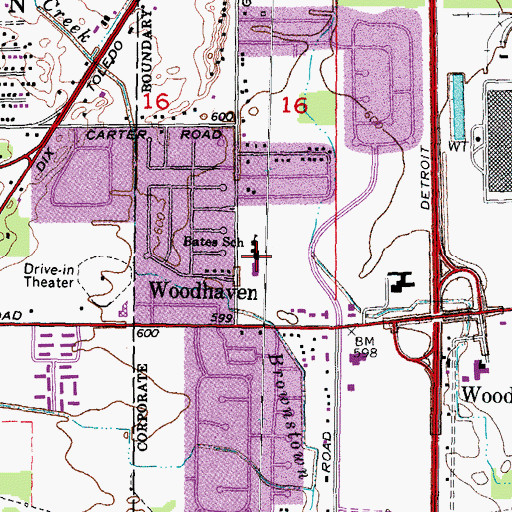 Topographic Map of Bates School, MI