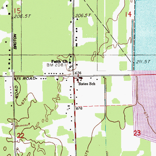 Topographic Map of Bates School, MI