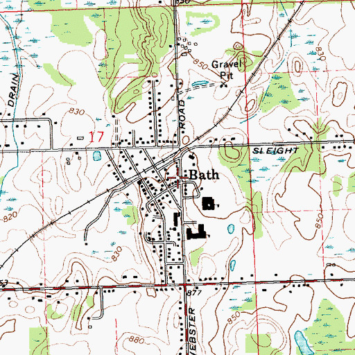 Topographic Map of Bath, MI