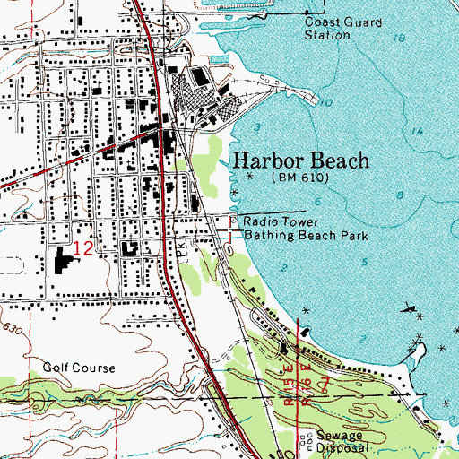 Topographic Map of Bathing Beach Park, MI