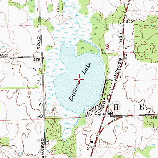 Topographic Map of Batteese Lake, MI
