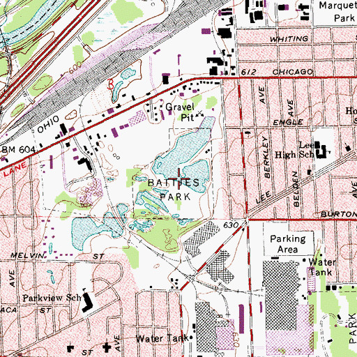 Topographic Map of Battjes Park, MI