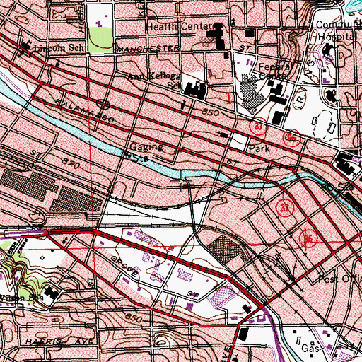 Topographic Map of Battle Creek, MI