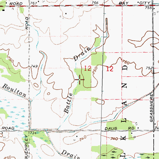 Topographic Map of Battle Drain, MI