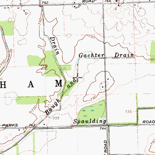 Topographic Map of Baugh Gachter Drain, MI