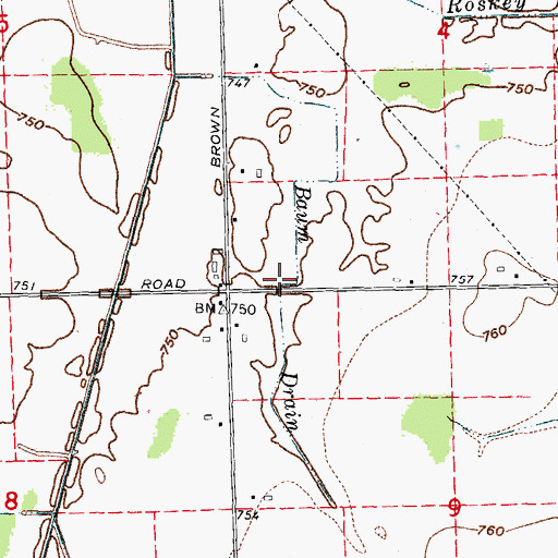 Topographic Map of Baum Drain, MI