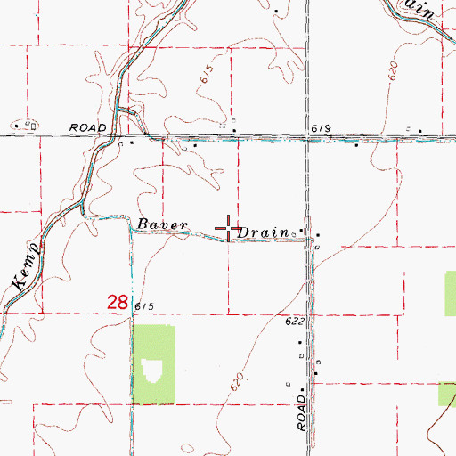 Topographic Map of Baver Drain, MI