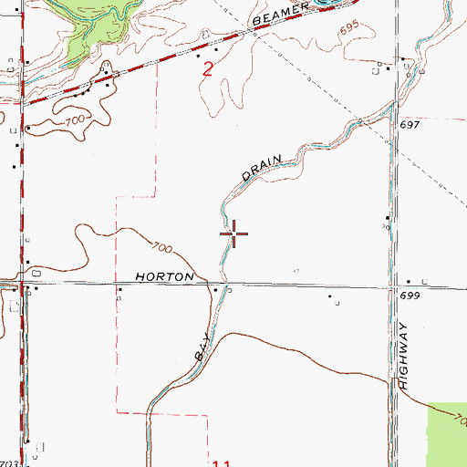 Topographic Map of Bay Drain, MI