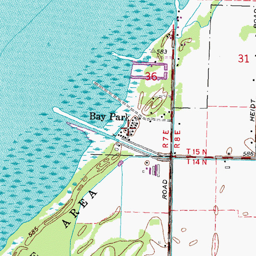 Topographic Map of Bay Park, MI
