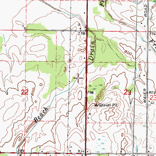 Topographic Map of Beach Drain, MI