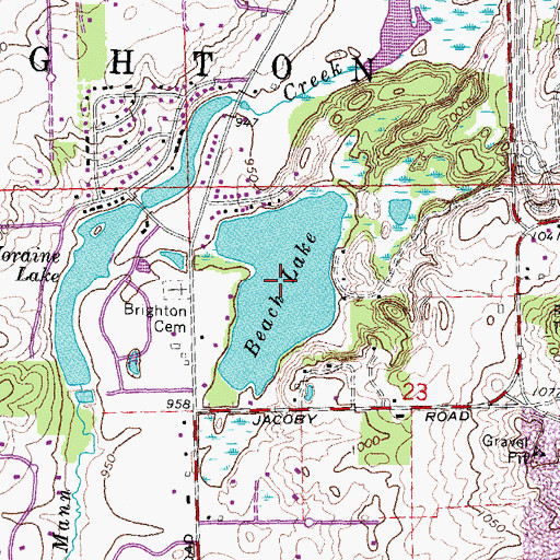 Topographic Map of Beach Lake, MI