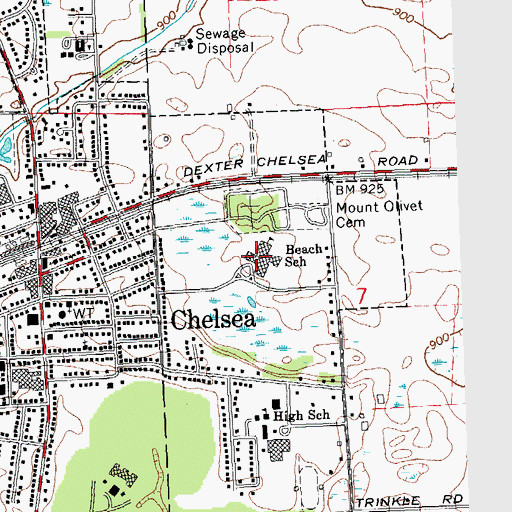 Topographic Map of Beach School, MI