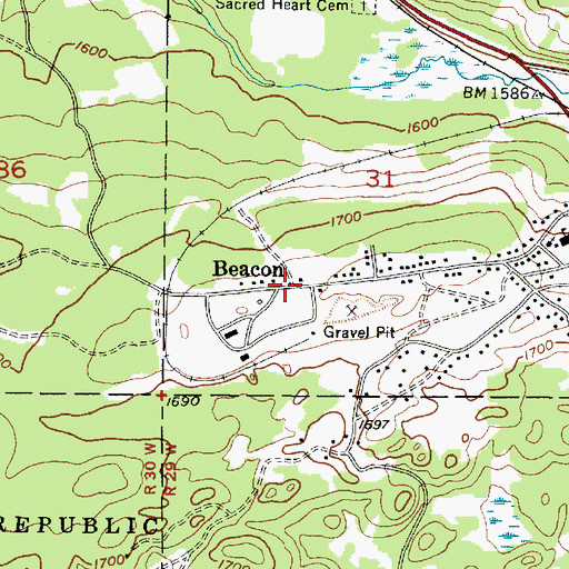 Topographic Map of Beacon, MI