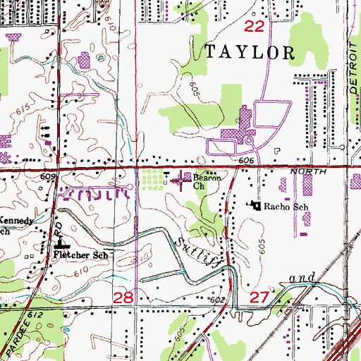 Topographic Map of Beacon Church, MI