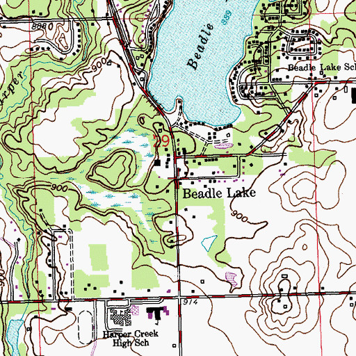Topographic Map of Beadle Lake, MI