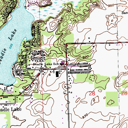 Topographic Map of Beadle Lake School, MI