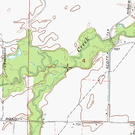Topographic Map of Bear Creek, MI