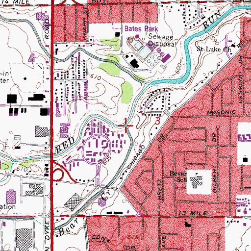 Topographic Map of Bear Creek, MI