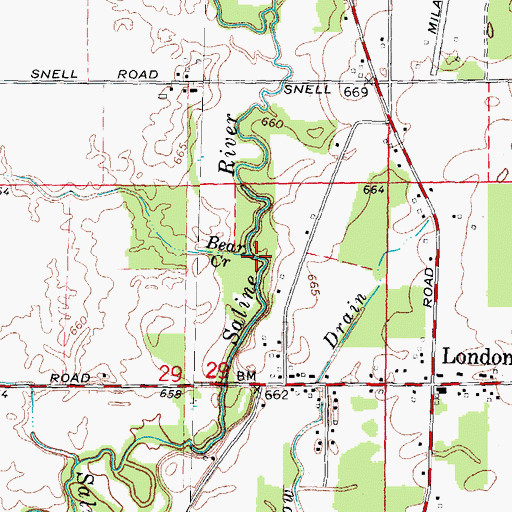 Topographic Map of Bear Creek, MI