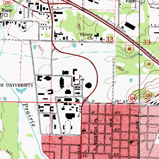 Topographic Map of Chactas Prairie, AR