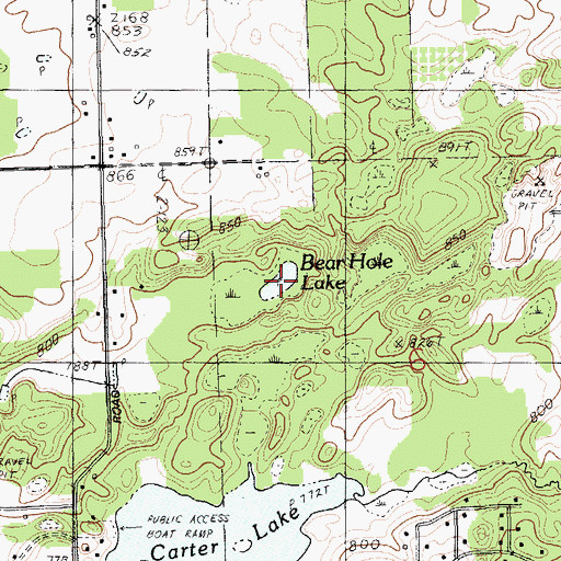 Topographic Map of Bear Hole Lake, MI