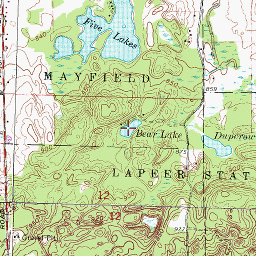 Topographic Map of Bear Lake, MI