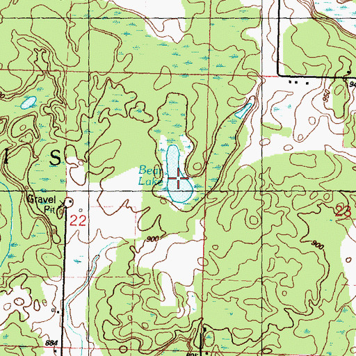 Topographic Map of Bear Lake, MI