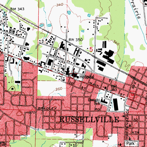 Topographic Map of Saint Mary's Regional Medical Center, AR