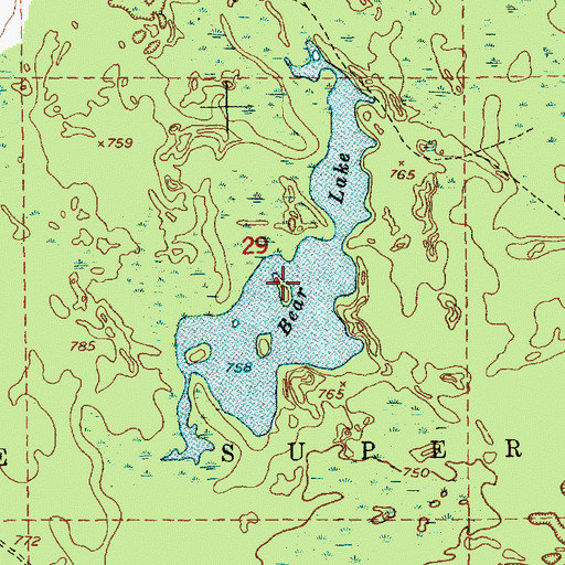 Topographic Map of Bear Lake, MI