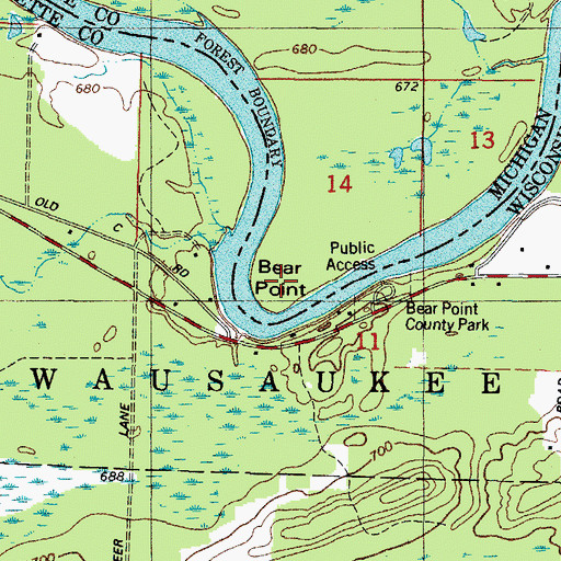 Topographic Map of Bear Point, MI