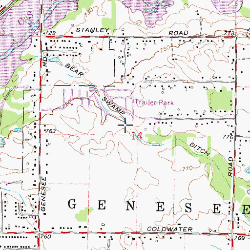 Topographic Map of Bear Swamp Ditch, MI