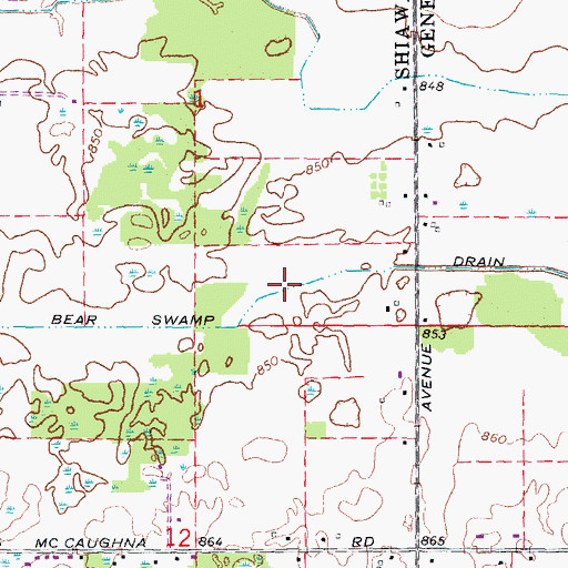 Topographic Map of Bear Swamp Drain, MI