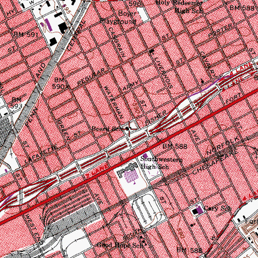 Topographic Map of Beard School, MI