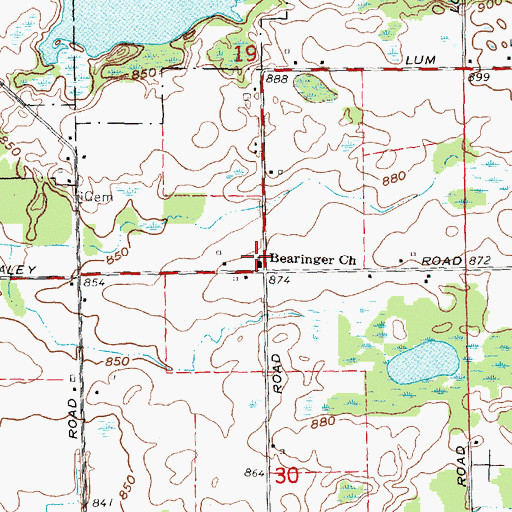 Topographic Map of Bearinger Church, MI