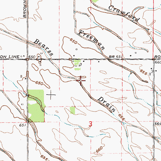 Topographic Map of Bearss Drain, MI