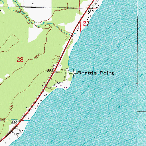 Topographic Map of Beattie Point, MI