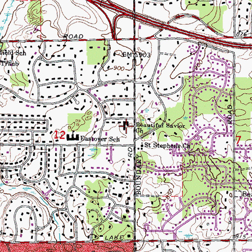 Topographic Map of Beautiful Savior Church, MI