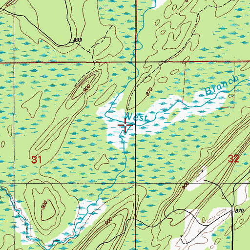 Topographic Map of Beaver Dam Creek, MI