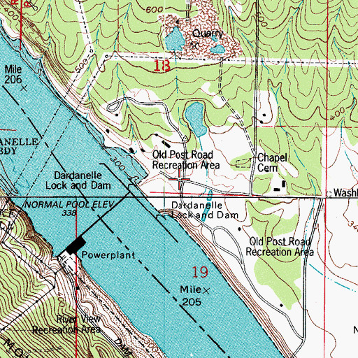 Topographic Map of Dam Site Public Use Area, AR