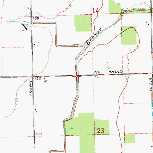 Topographic Map of Beaver Drain, MI