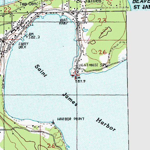 Topographic Map of Beaver Harbor Lighthouse, MI