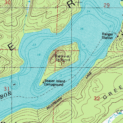 Topographic Map of Beaver Island, MI