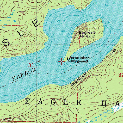 Topographic Map of Beaver Island Campground, MI