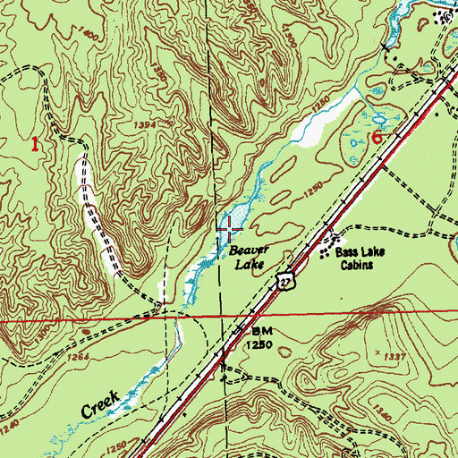 Topographic Map of Beaver Lake, MI