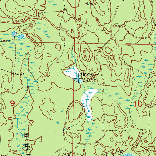 Topographic Map of Beaver Lake, MI