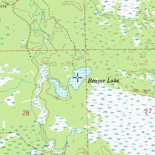 Topographic Map of Beaver Lake, MI