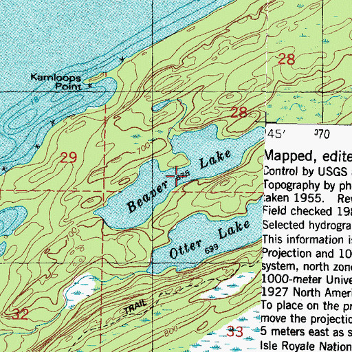 Topographic Map of Beaver Lake, MI